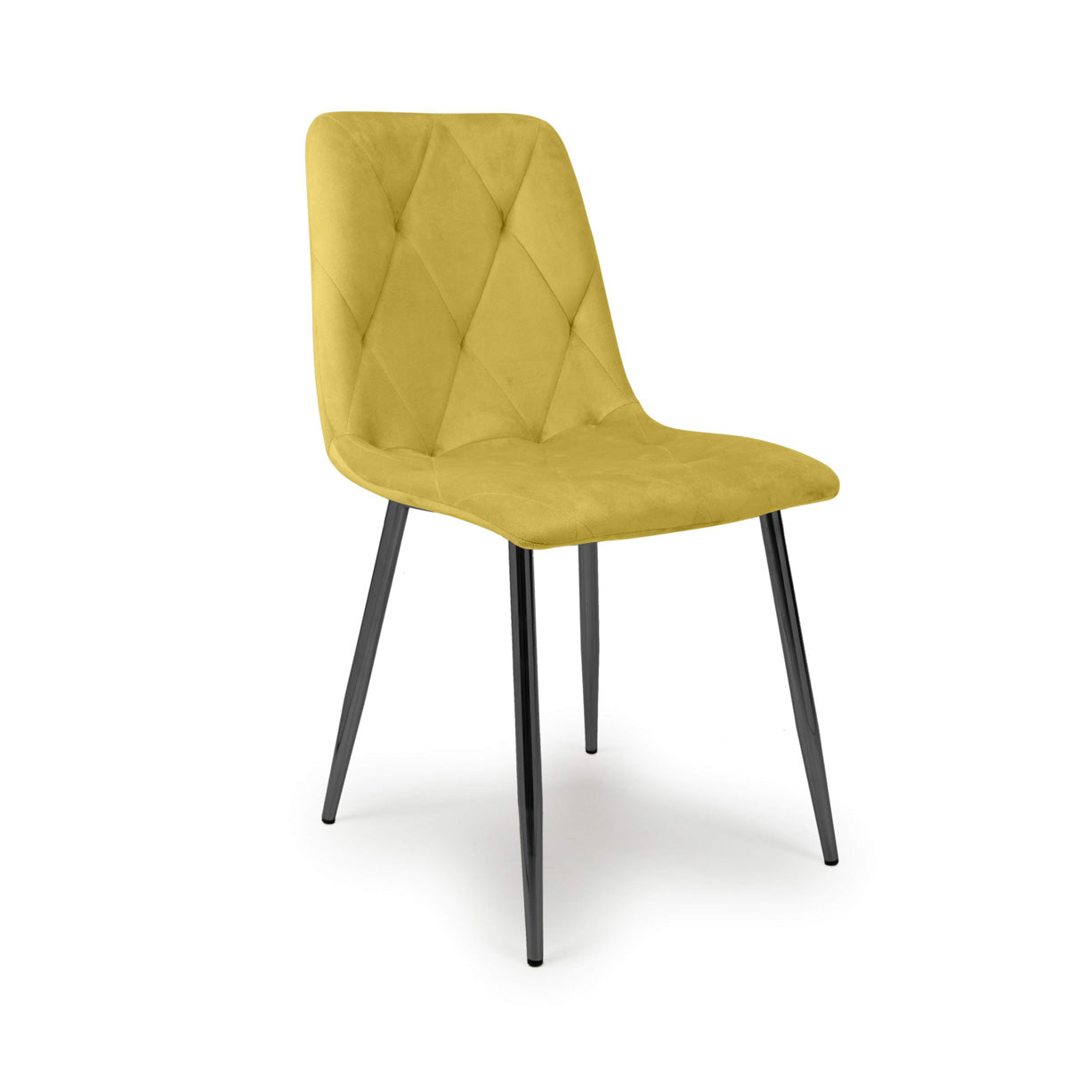 Brushed Velvet Dining Chairs in Set Of 4 With Black Metal Legs - Vernon