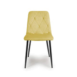 Brushed Velvet Dining Chairs in Set Of 4 With Black Metal Legs - Vernon