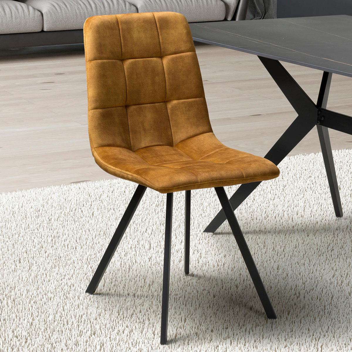 Brushed Velvet Dining Chairs in Set Of 4 - Cadiz