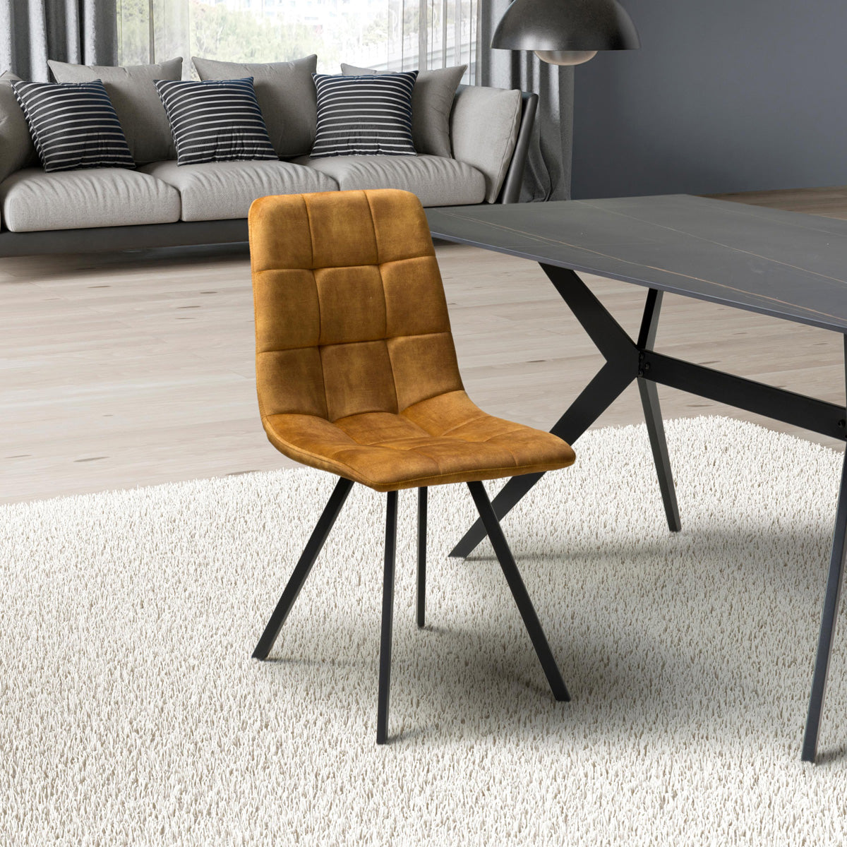 Brushed Velvet Dining Chairs in Set Of 4 - Cadiz