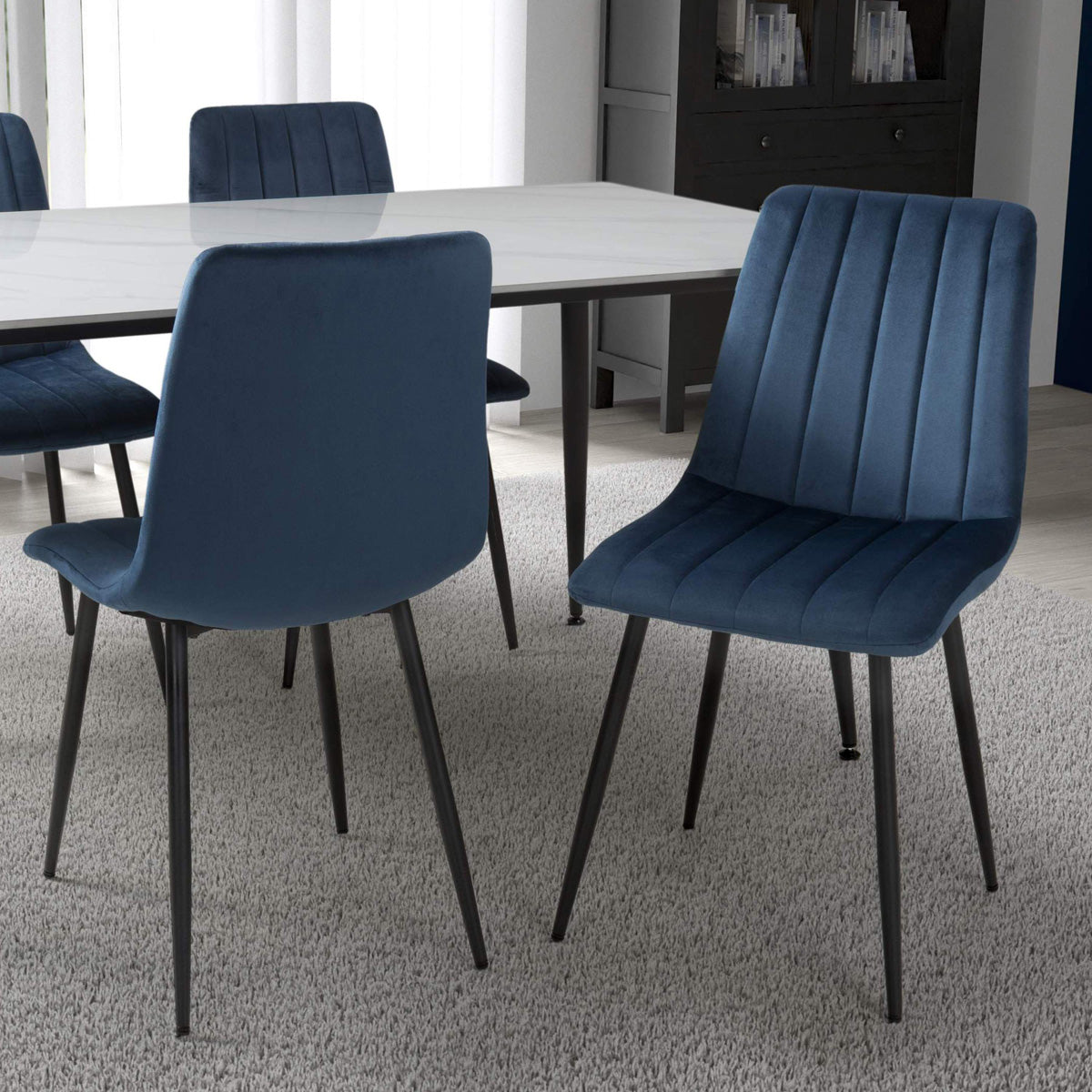 Brushed Velvet Dining Chairs in Set Of 4 - Lisbon