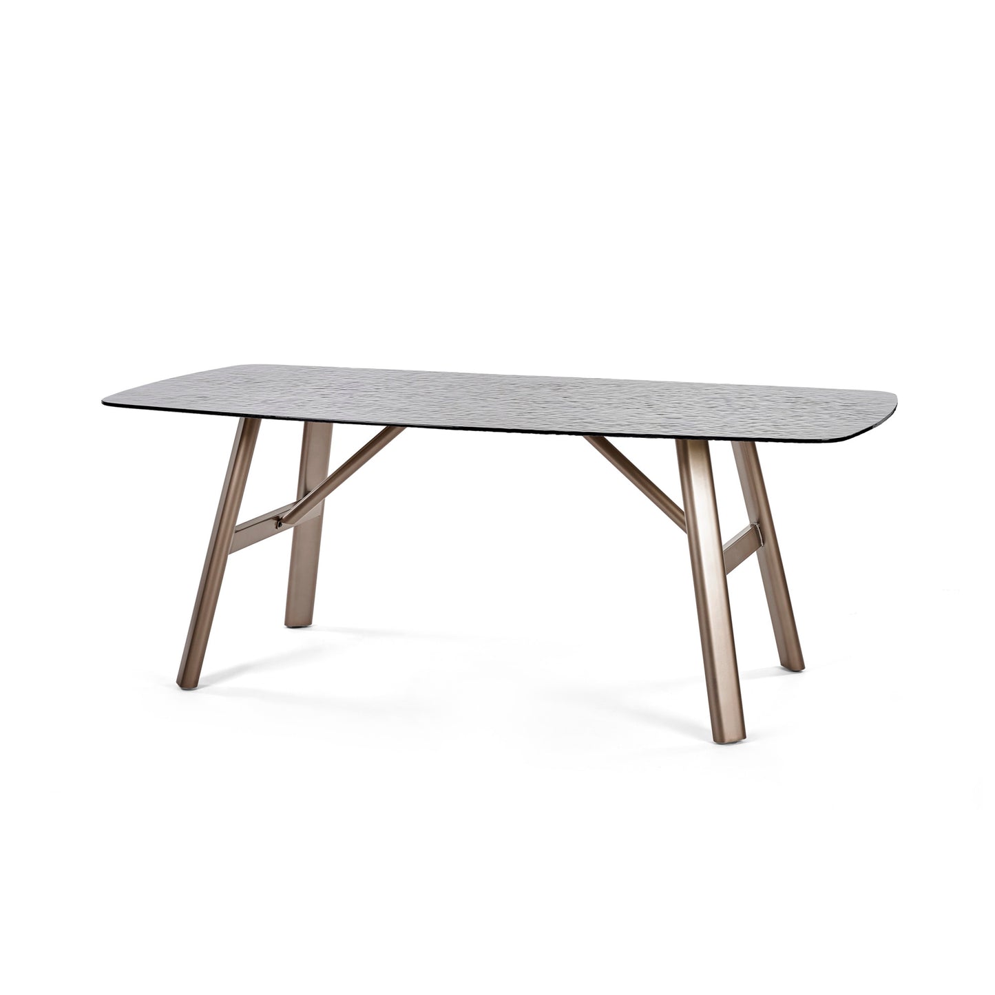 Bubble Glass Top Dining Table for 4 to 6 People Rectangular - Callisto