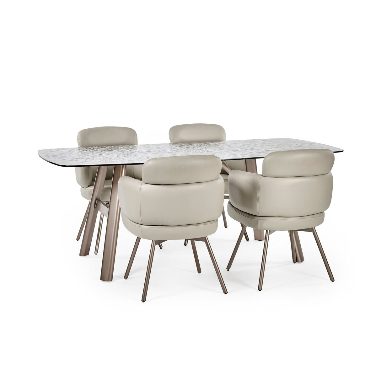 Bubble Glass Top Dining Table for 4 to 6 People Rectangular - Callisto