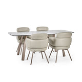 Bubble Glass Top Dining Table for 4 to 6 People Rectangular - Callisto