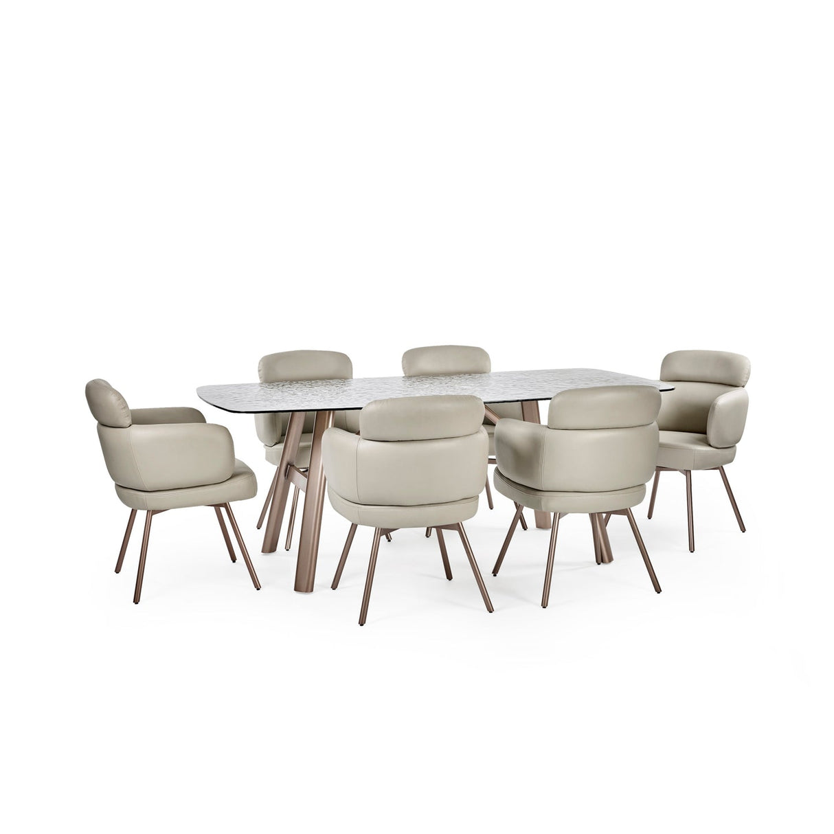 Bubble Glass Top Dining Table for 4 to 6 People Rectangular - Callisto