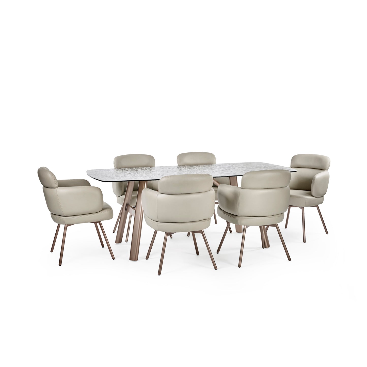 Bubble Glass Top Dining Table for 4 to 6 People Rectangular - Callisto