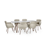 Bubble Glass Top Dining Table for 4 to 6 People Rectangular - Callisto