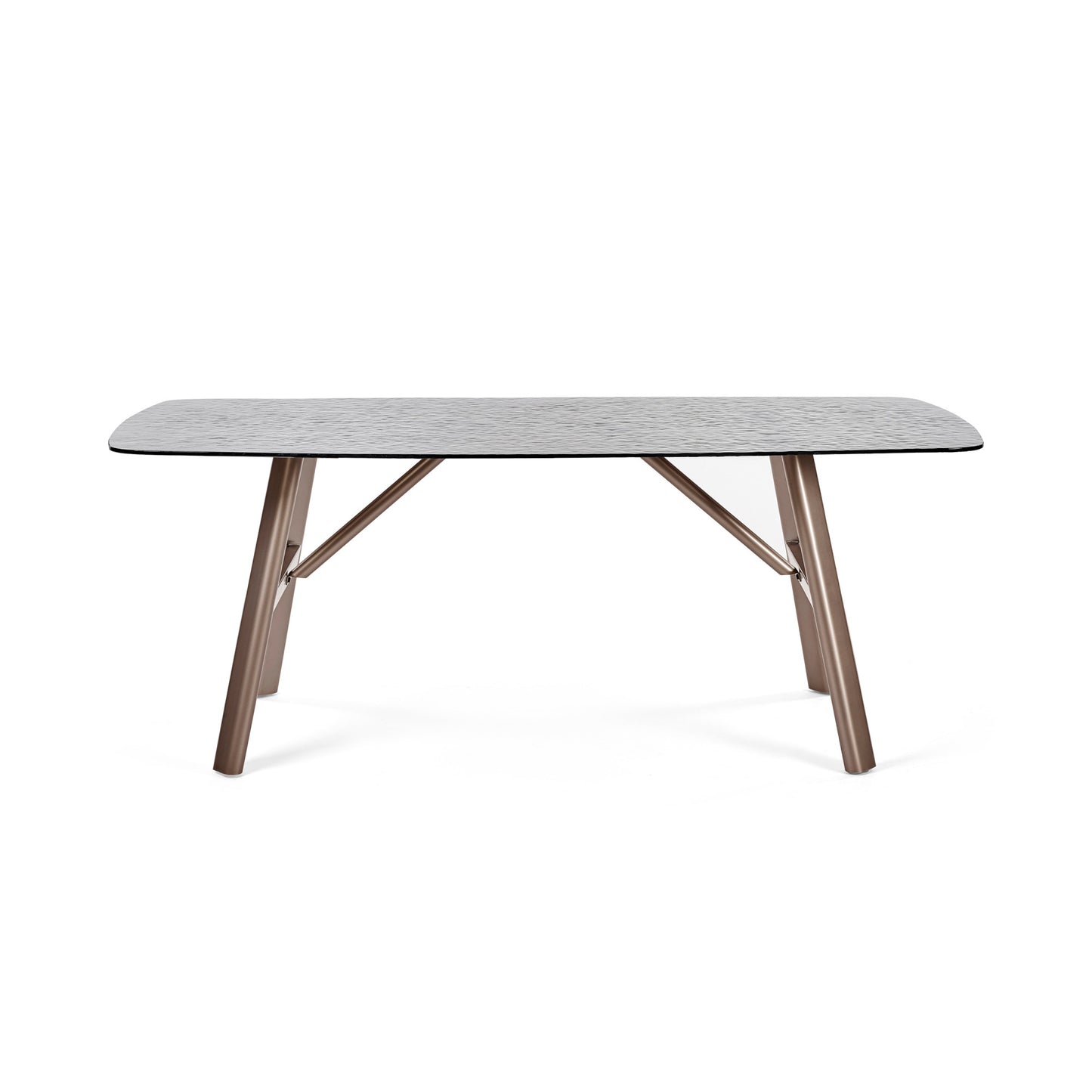 Bubble Glass Top Dining Table for 4 to 6 People Rectangular - Callisto
