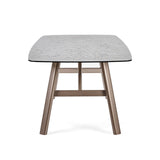 Bubble Glass Top Dining Table for 4 to 6 People Rectangular - Callisto