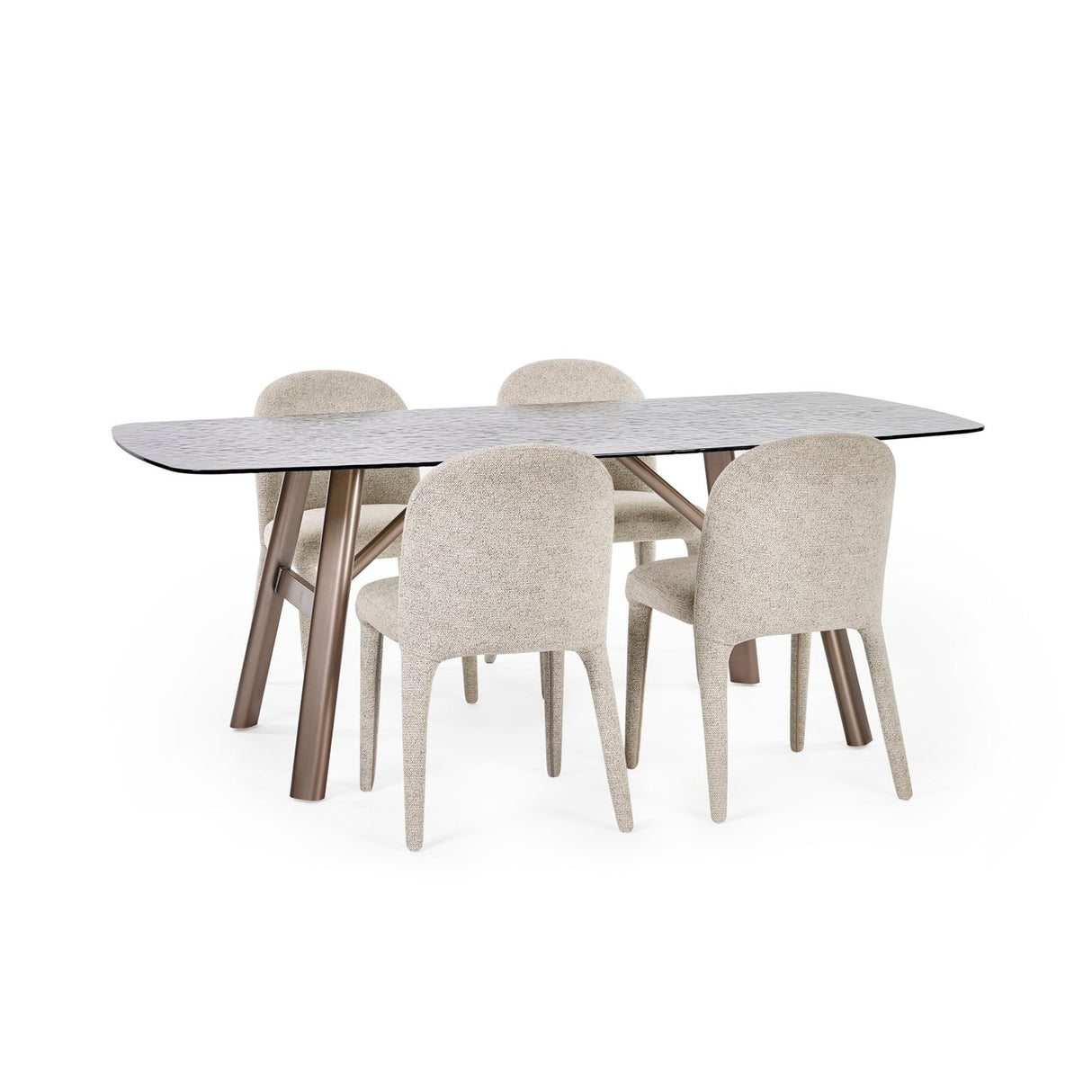 Bubble Glass Top Dining Table for 4 to 6 People Rectangular - Callisto