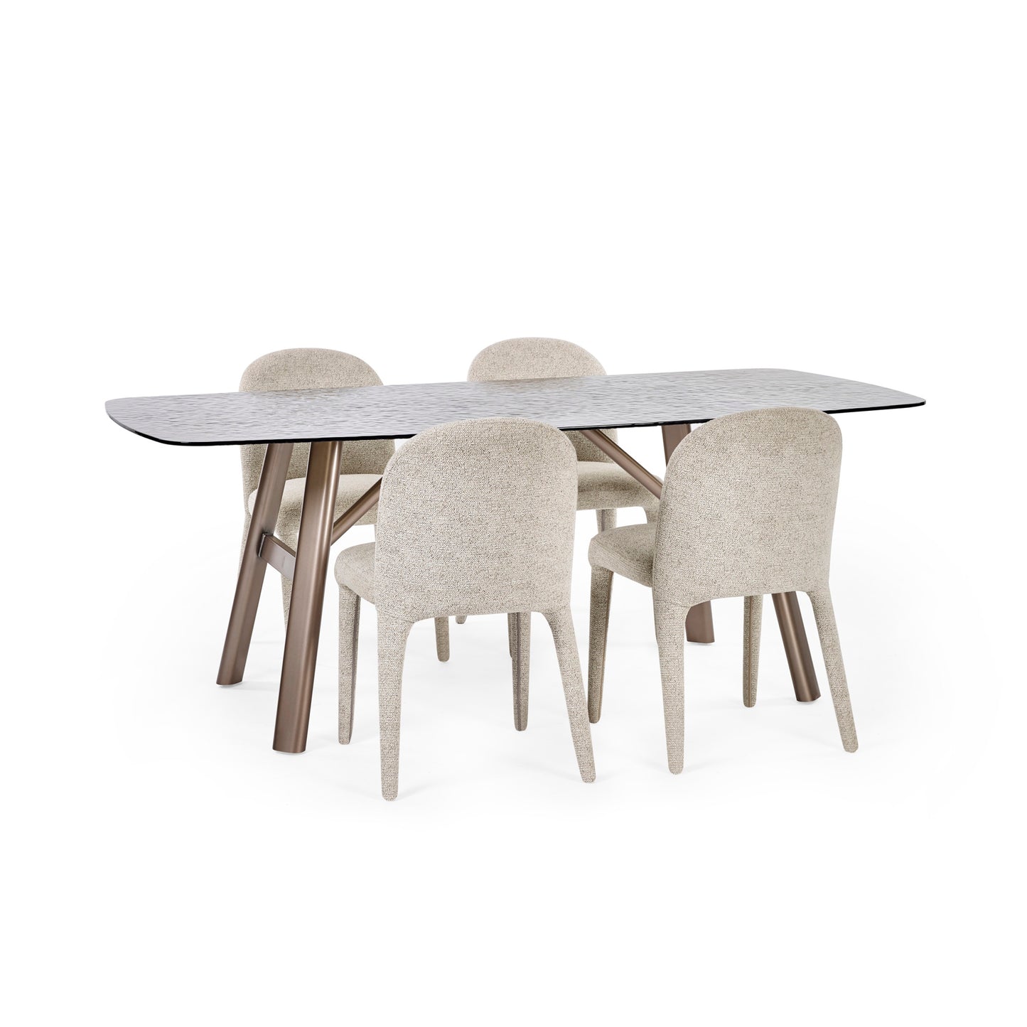 Bubble Glass Top Dining Table for 4 to 6 People Rectangular - Callisto