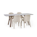 Bubble Glass Top Dining Table for 4 to 6 People Rectangular - Callisto