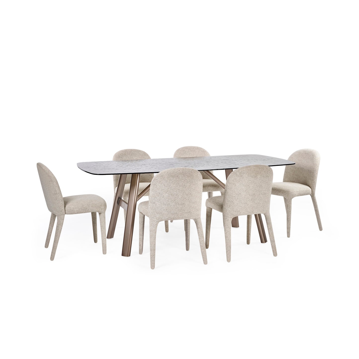 Bubble Glass Top Dining Table for 4 to 6 People Rectangular - Callisto