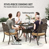Cast Aluminium 4 Seater Garden Dining Set With Square Table - Velmora