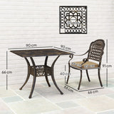 Cast Aluminium 4 Seater Garden Dining Set With Square Table - Velmora