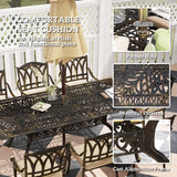 Cast Aluminium 8 Seater Garden Dining Set With Beige Cushions - Velmora