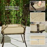 Cast Aluminium 8 Seater Garden Dining Set With Beige Cushions - Velmora
