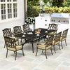 Cast Aluminium 8 Seater Garden Dining Set With Beige Cushions - Velmora