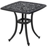 Cast Aluminium Outdoor Garden Bistro Table With Umbrella Hole Square - Velmora