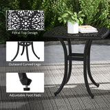 Cast Aluminium Outdoor Garden Bistro Table With Umbrella Hole Square - Velmora