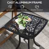 Cast Aluminium Outdoor Garden Bistro Table With Umbrella Hole Square - Velmora