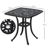 Cast Aluminium Outdoor Garden Bistro Table With Umbrella Hole Square - Velmora