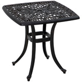 Cast Aluminium Outdoor Garden Bistro Table With Umbrella Hole Square - Velmora
