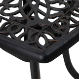 Cast Aluminium Outdoor Garden Bistro Table With Umbrella Hole Square - Velmora
