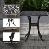 Cast Aluminium Outdoor Garden Bistro Table With Umbrella Hole Square - Velmora