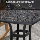 Cast Aluminium Outdoor Garden Bistro Table With Umbrella Hole Square - Velmora