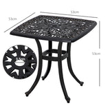 Cast Aluminium Outdoor Garden Bistro Table With Umbrella Hole Square - Velmora