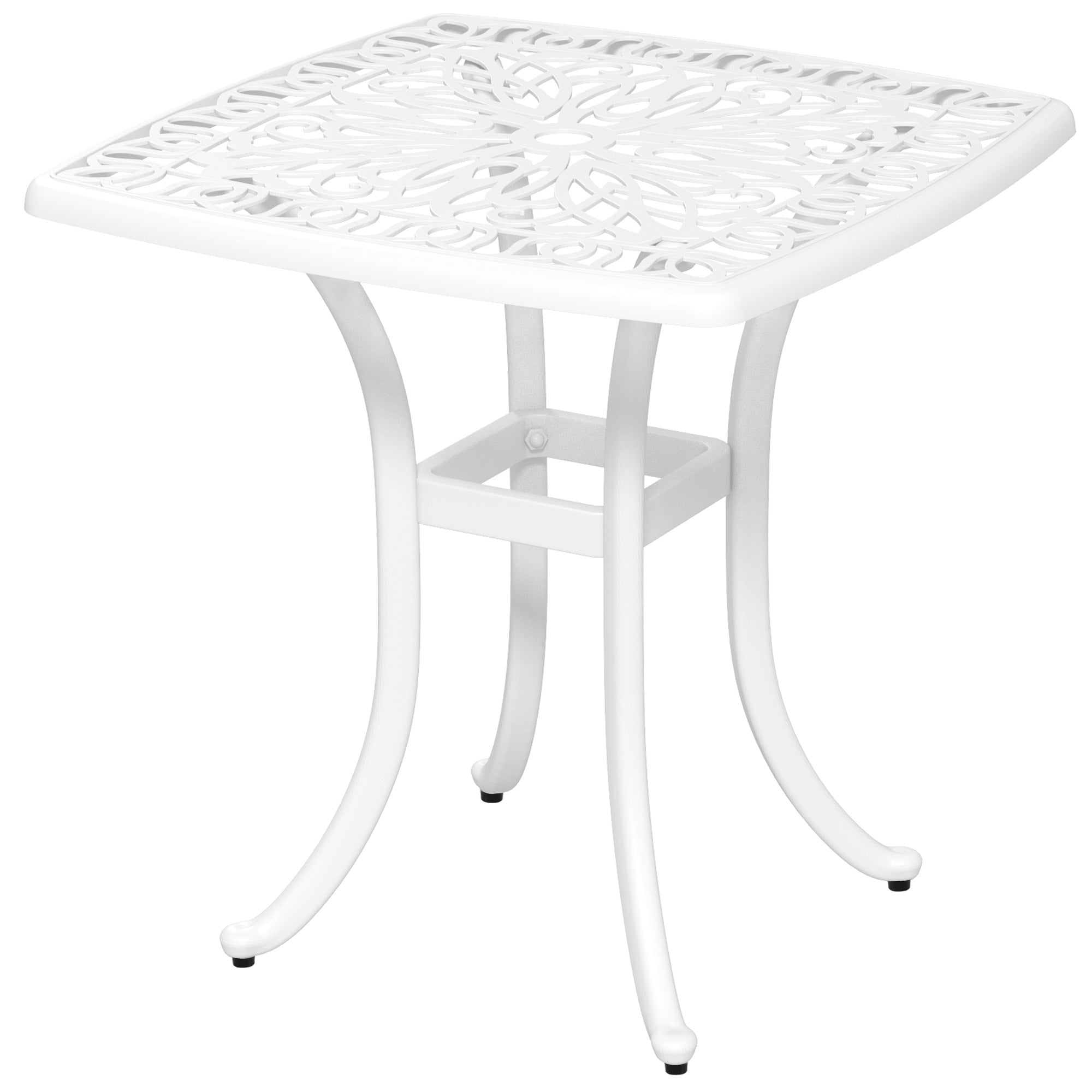 Cast Aluminium Outdoor Garden Bistro Table With Umbrella Hole Square - Velmora