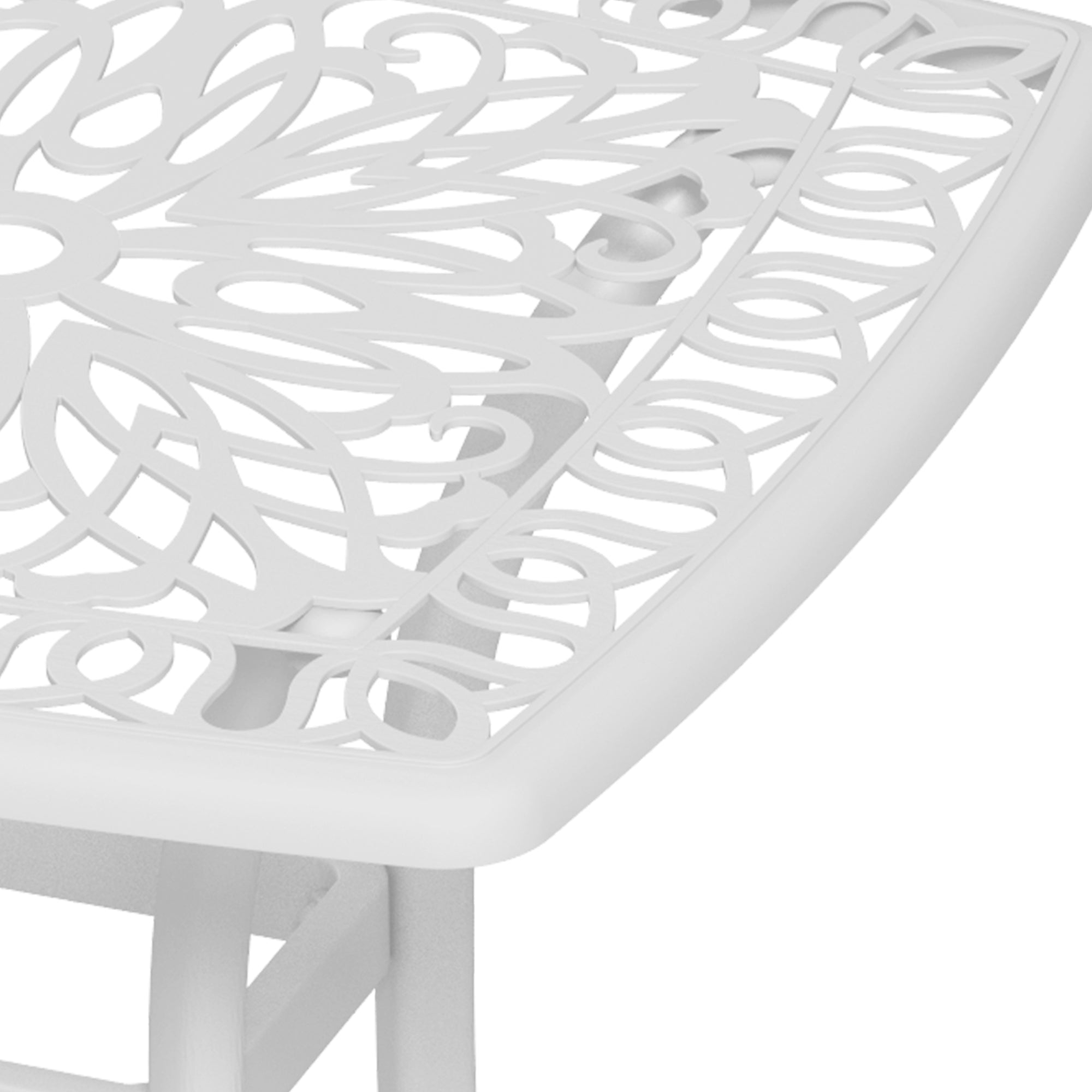 Cast Aluminium Outdoor Garden Bistro Table With Umbrella Hole Square - Velmora