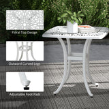 Cast Aluminium Outdoor Garden Bistro Table With Umbrella Hole Square - Velmora