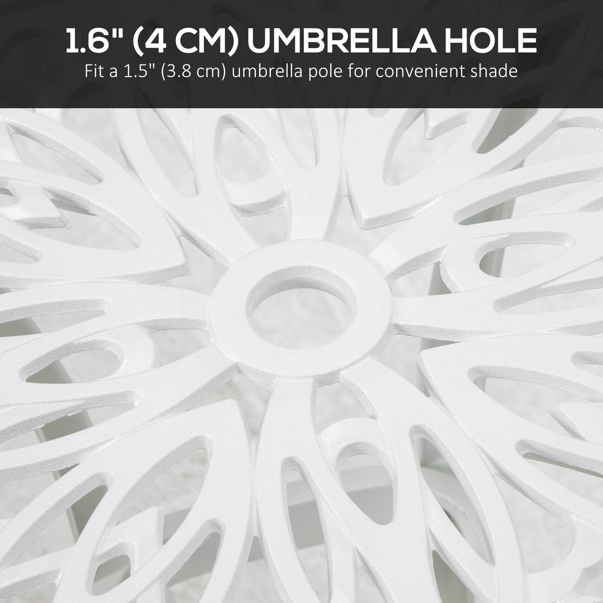 Cast Aluminium Outdoor Garden Bistro Table With Umbrella Hole Square - Velmora