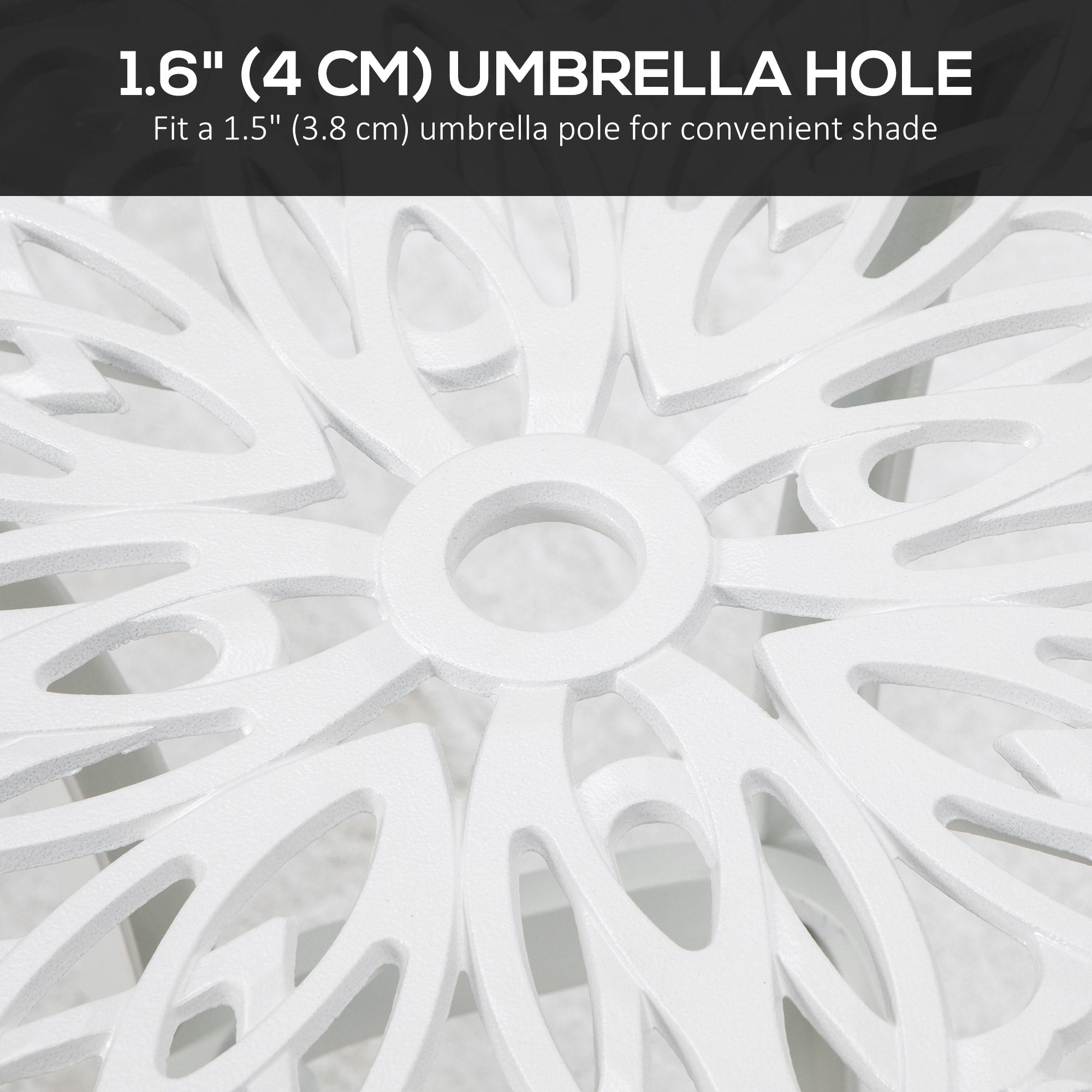 Cast Aluminium Outdoor Garden Bistro Table With Umbrella Hole Square - Velmora