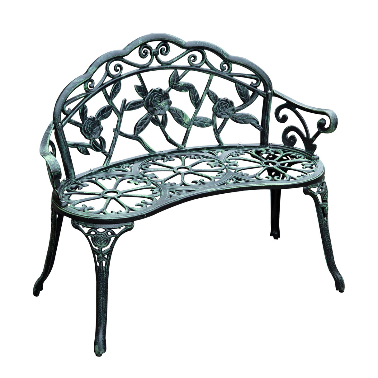 Cast Aluminum 2 Seater Garden Bench - Velmora
