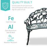 Cast Aluminum 2 Seater Garden Bench - Velmora
