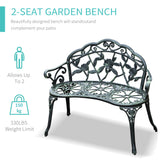 Cast Aluminum 2 Seater Garden Bench - Velmora