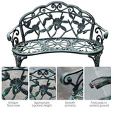 Cast Aluminum 2 Seater Garden Bench - Velmora
