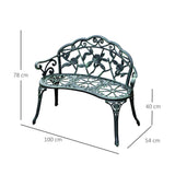 Cast Aluminum 2 Seater Garden Bench - Velmora