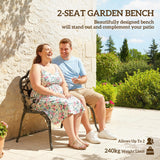 Cast Aluminum 2 Seater Garden Bench - Velmora