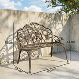 Cast Aluminum 2 Seater Garden Bench - Velmora
