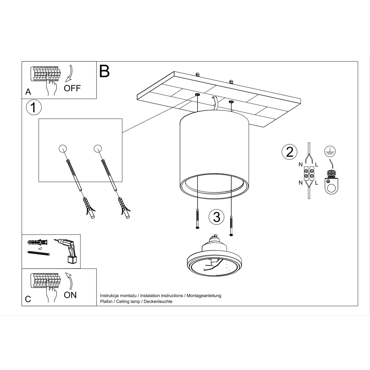 Ceramic Ceiling Light With Kalu Lamp - Cafe Au Lait