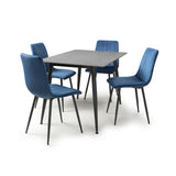 Ceramic Dining Table 120cm in Grey With 4 Lisbon Velvet Chairs - Monaco