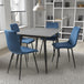 Ceramic Dining Table 120cm in Grey With 4 Lisbon Velvet Chairs - Monaco
