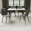 Ceramic Dining Table 120cm in White With 4 Lisbon Fabric Chairs - Monaco