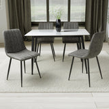 Ceramic Dining Table 120cm in White With 4 Lisbon Fabric Chairs - Monaco