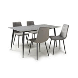 Ceramic Dining Table 160cm in Grey With 4 Lisbon Velvet Chairs - Monaco