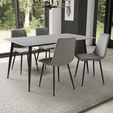 Ceramic Dining Table 160cm in Grey With 4 Lisbon Velvet Chairs - Monaco